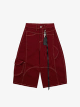 Denim Welt-Embellished Cargo Jorts