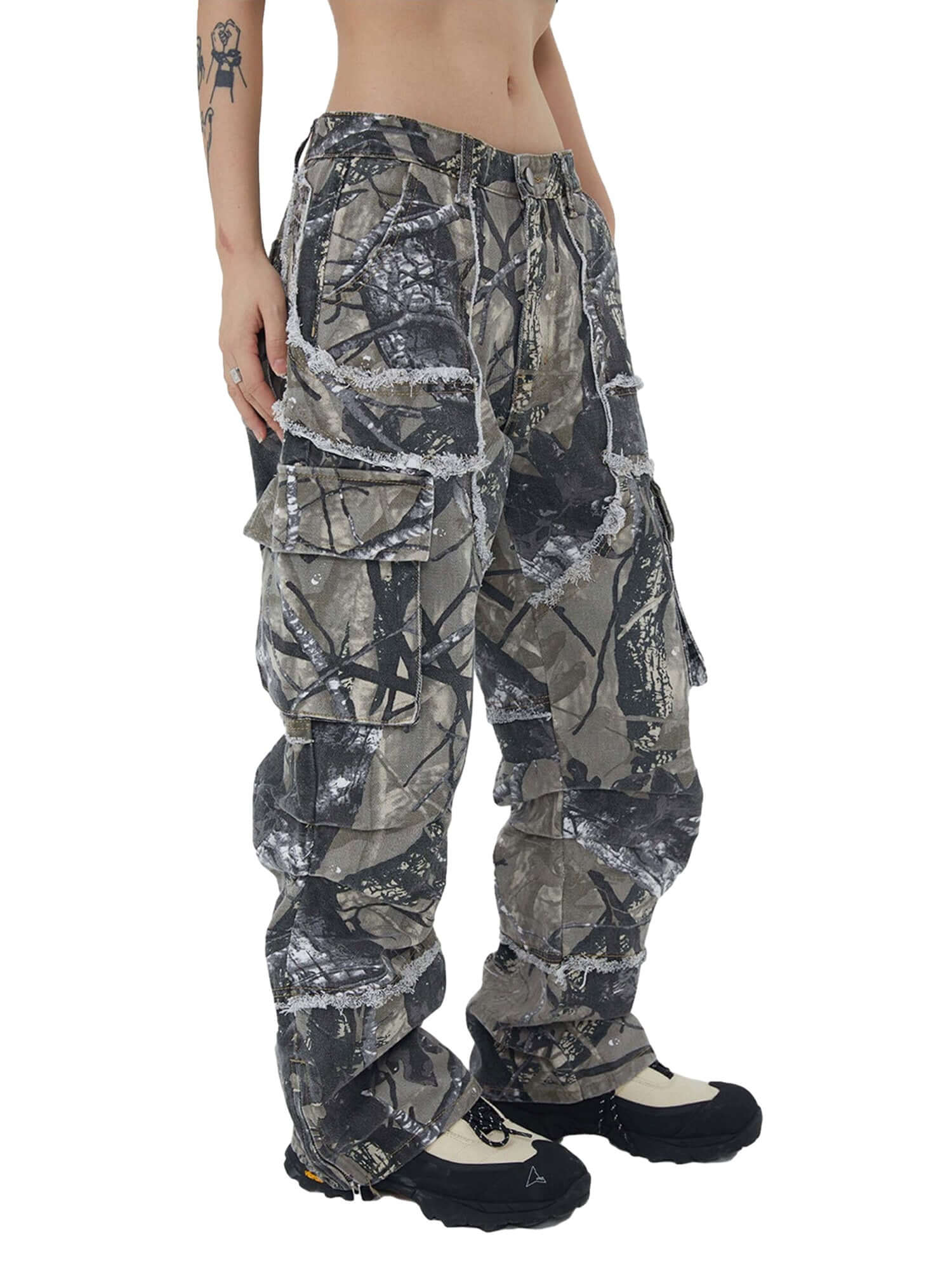 Camouflage Leaf Straight Leg Pants Utility Street Style - 9007
