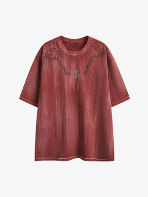 Distressed Embroidered Letter T-Shirt - thumbnail 9