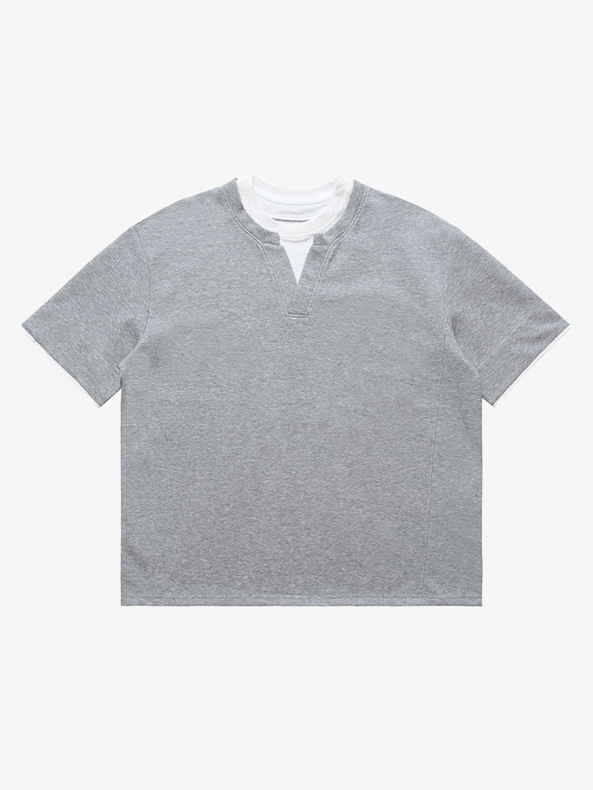 Cleanfit Faux Two-Piece Oversized T-Shirt - Light Gray