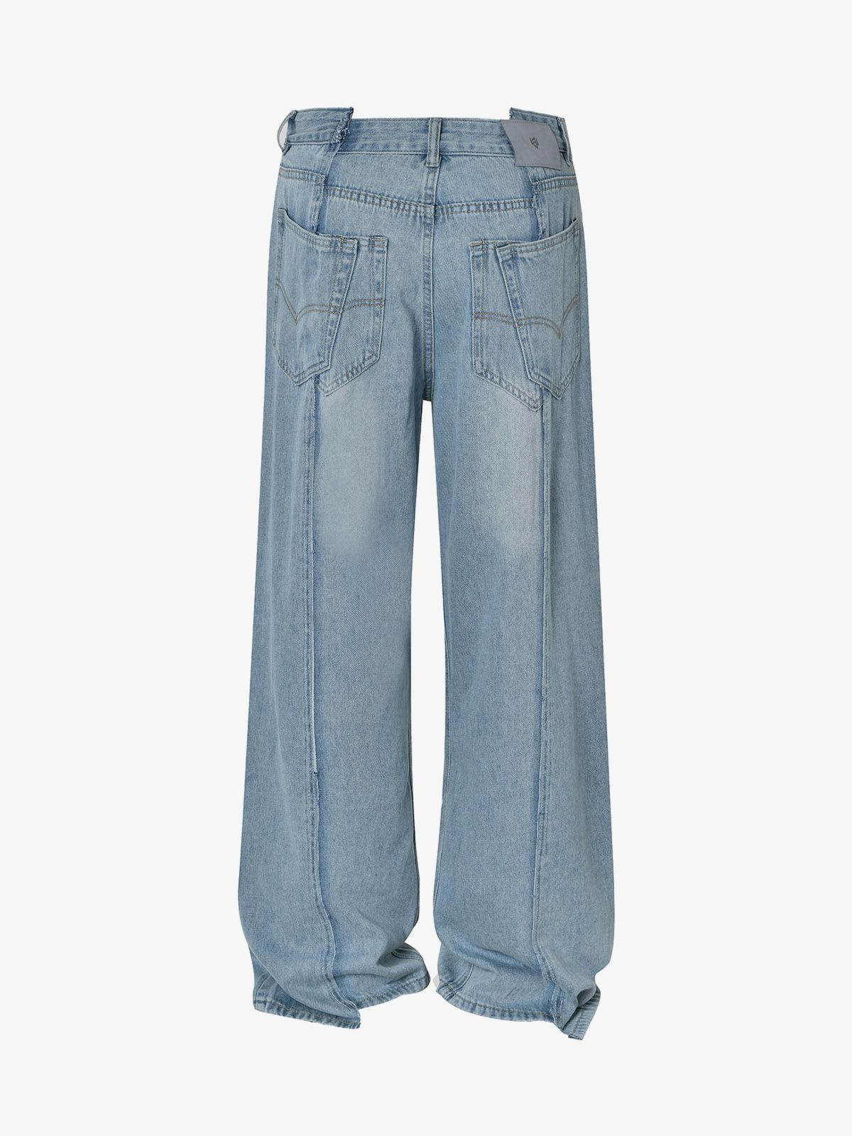 Washed Deconstructed Irregular Patchwork Straight Jeans