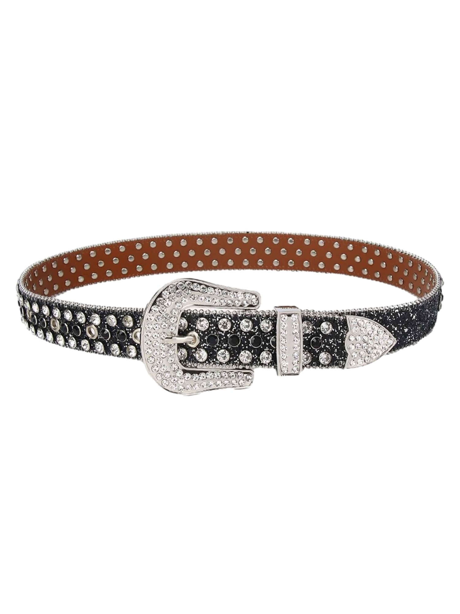 Studded Rhinestone Hip Hop Belt Leather Glam Style - 19602