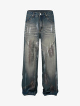 High Street Hip Hop Distressed Washed Jeans