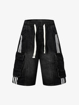 Washed Cargo Denim Shorts
