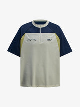 Quick-Dry Contrast Color Quarter Zip Up T-shirt