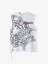 Raggedy Design Spider Web Graphic Vest