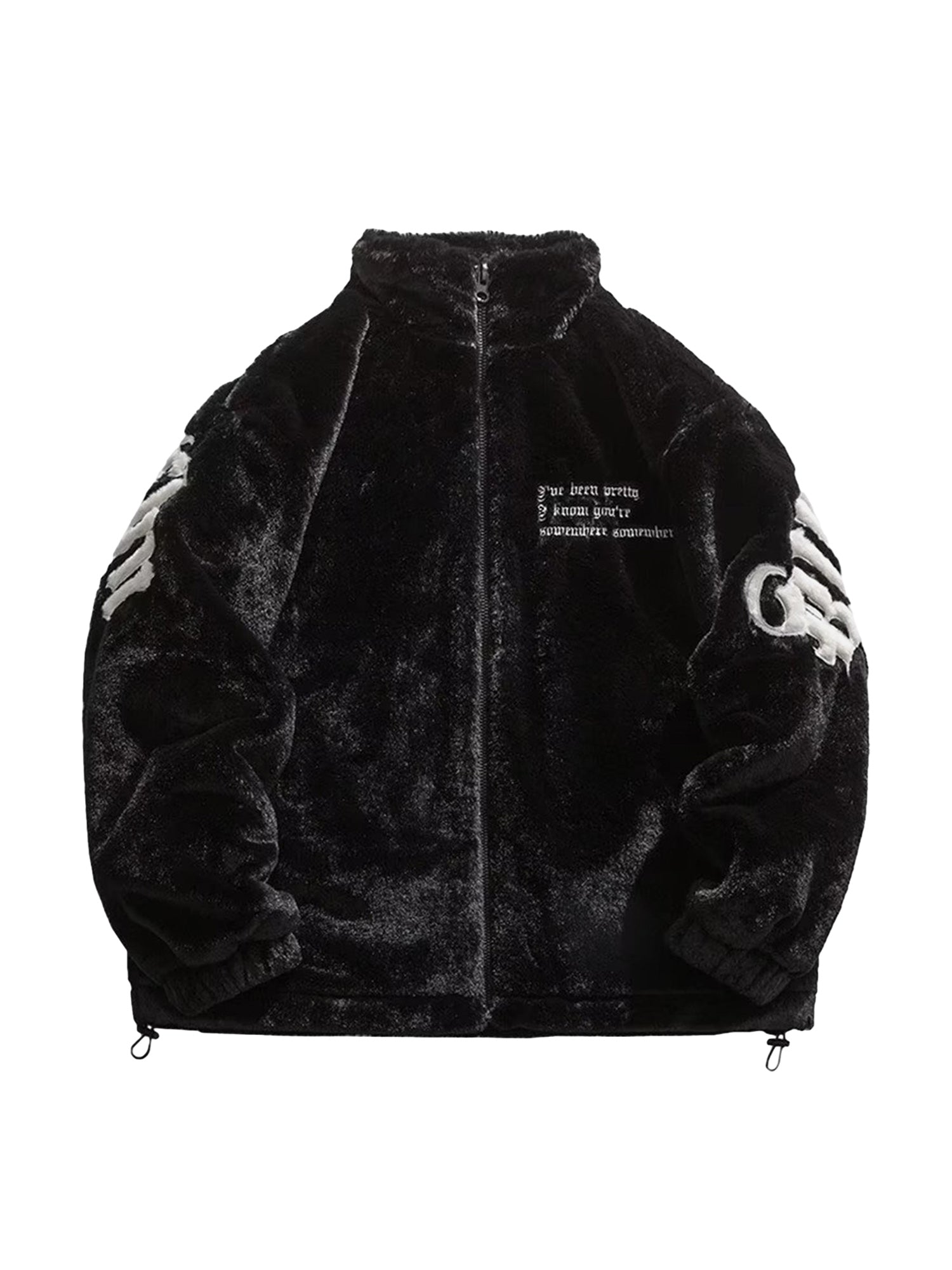 Street Letter Embroidered Fleece Jacket Urban Winter Style - 10303