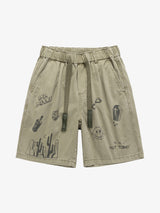 Graphic Print Drawstring Shorts