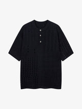 Openwork Knit Short-Sleeve Sweater