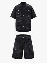 Distressed Washed Distressed Denim Set