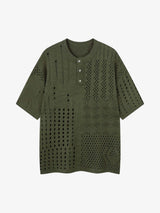 Openwork Knit Short-Sleeve Sweater