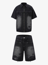 Denim Distressed Ripped Suit