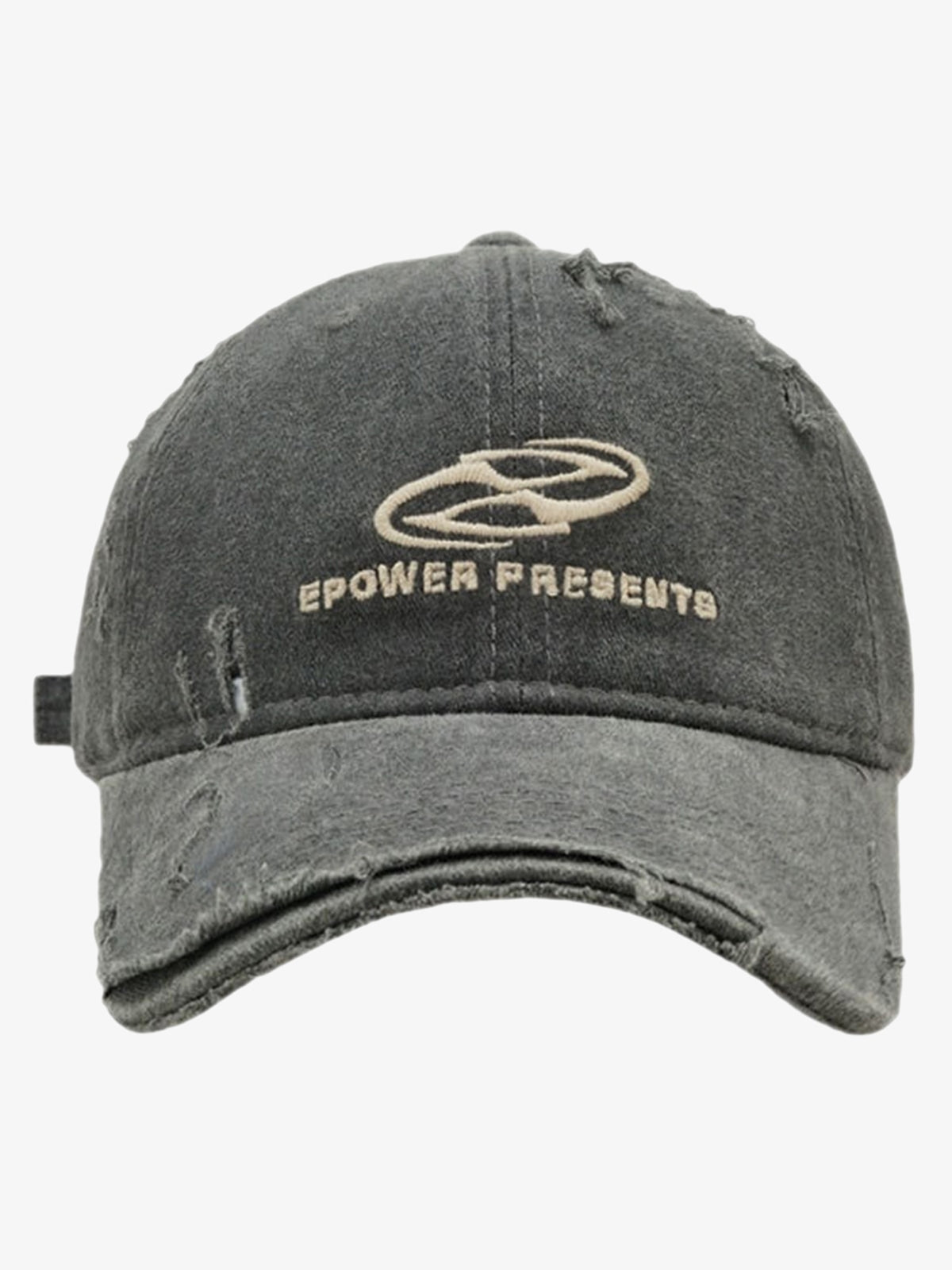Ripped Denim Baseball Cap - Dark Grey