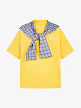 Plaid Patch Knotted Scarf T-Shirt