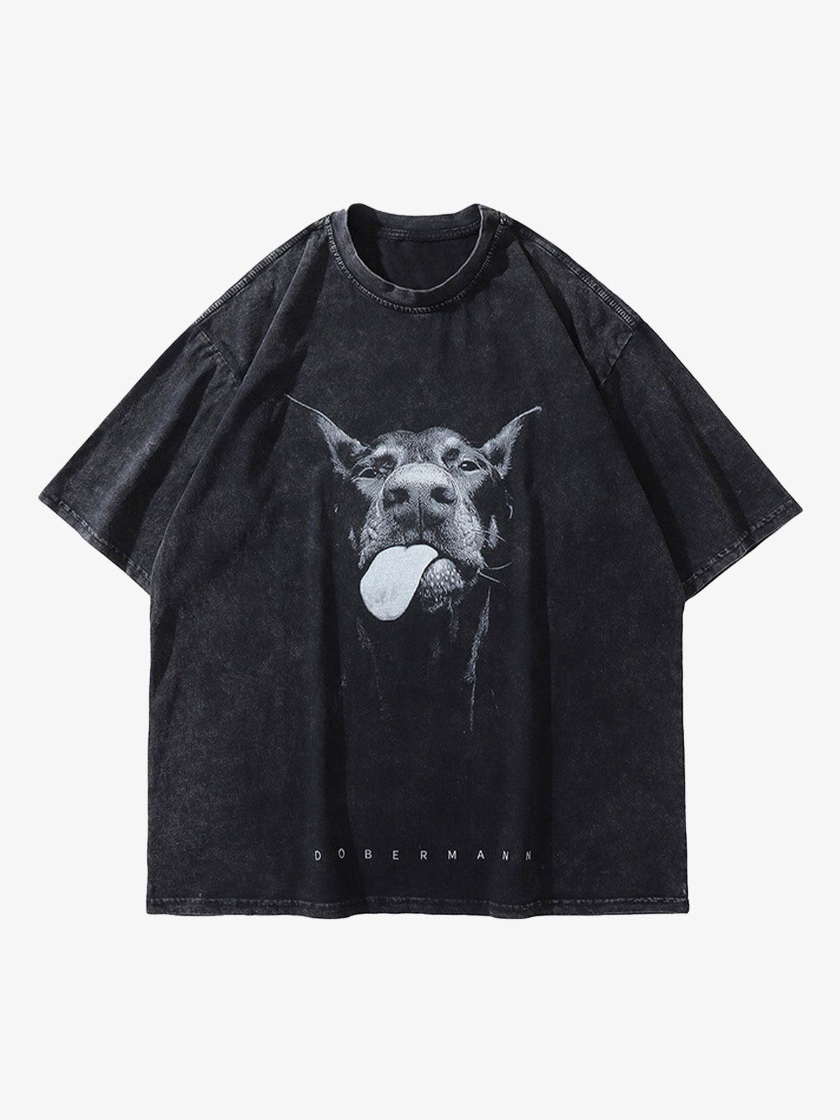 Retro Hip-hop Doberman Print T-shirt