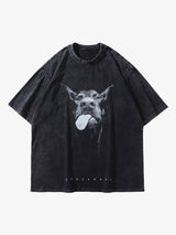 Retro Hip-hop Doberman Print T-shirt