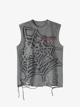 Raggedy Design Spider Web Graphic Vest