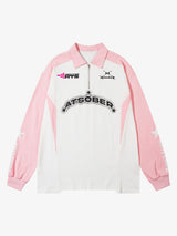 Star Contrast Color Long Sleeve Quarter Zipper Shirt