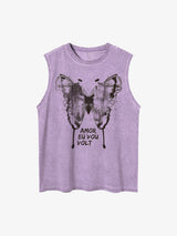 Washed Distressed Butterfly Print Vest