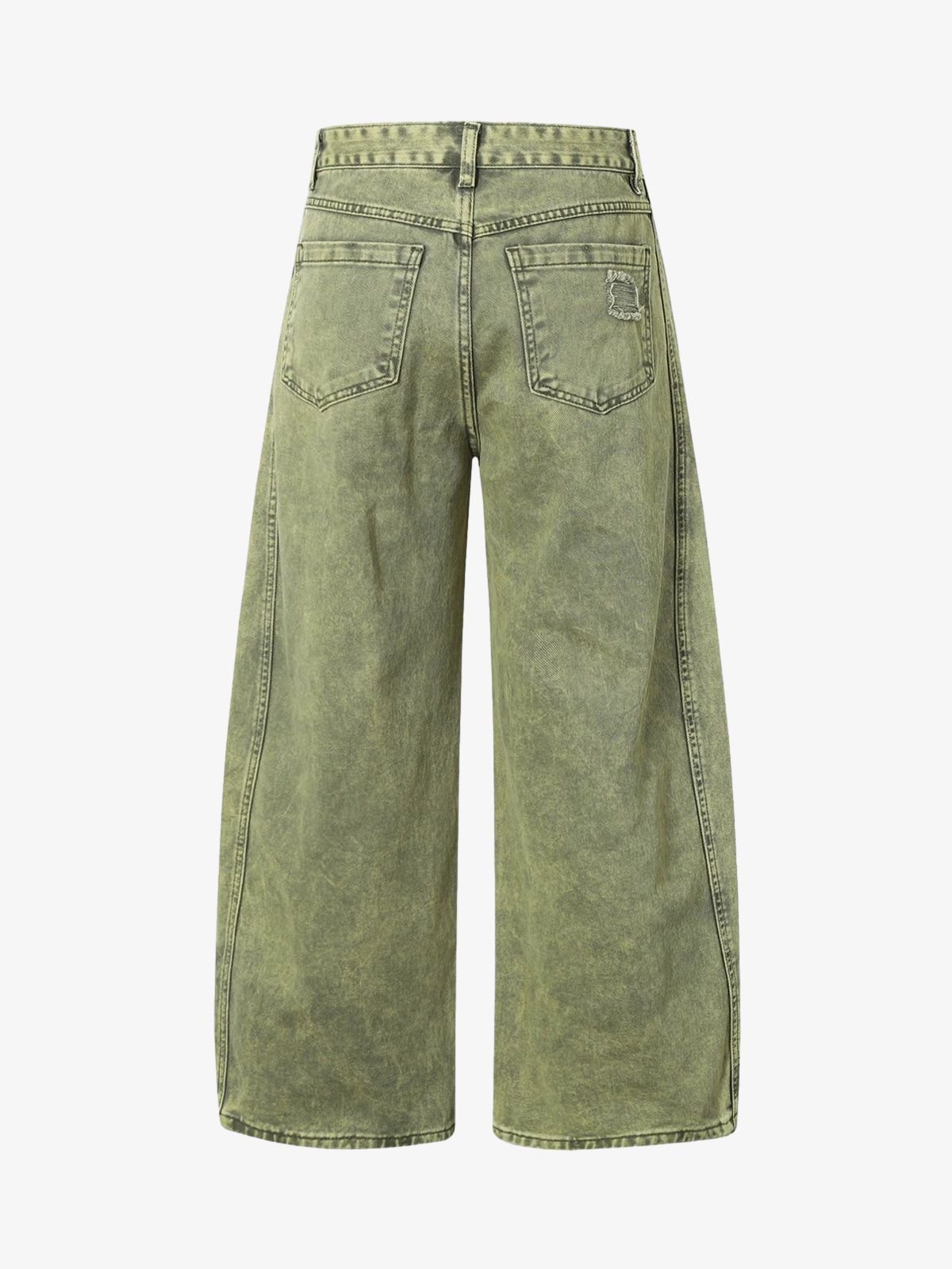 Ripped Cropped Barrel Jeans in Acid Green or Blue – Acid Green flat back | XoKool
