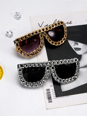 Street Square Frame Chain Sunglasses - thumbnail 4