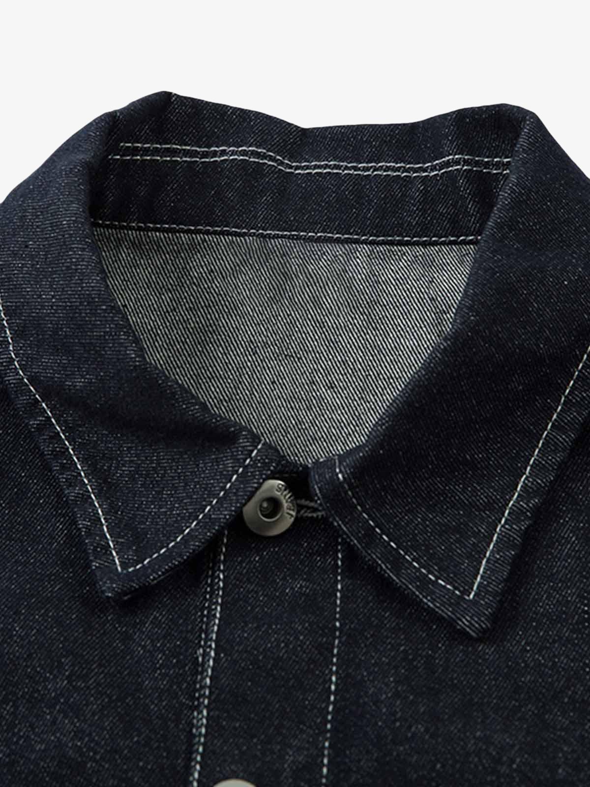 Chaqueta de denim crudo – detalle del cuello | XoKool