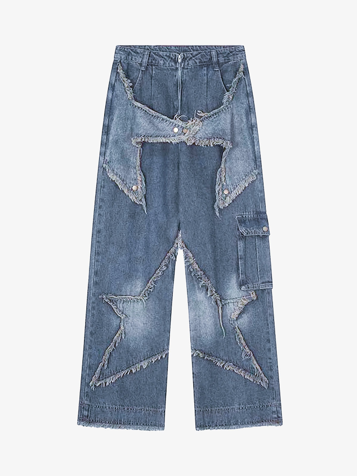 Patch Embroidered Straight-leg Jeans