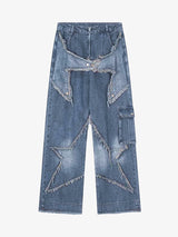 Patch Embroidered Straight-leg Jeans