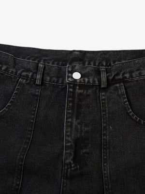 Black Cargo Jeans with Grommet Knee Bands – front waist close-up | XoKool