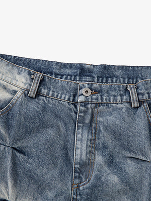 Pleated stacked jeans – waist & fly close-up | XoKool