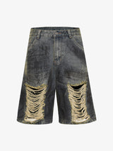 High Street Washed Distressed Denim Shorts
