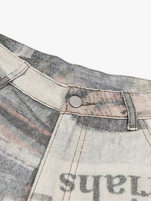 Jeans mit Zeitungsprint – Bund und Knopf im Detail | XoKool
