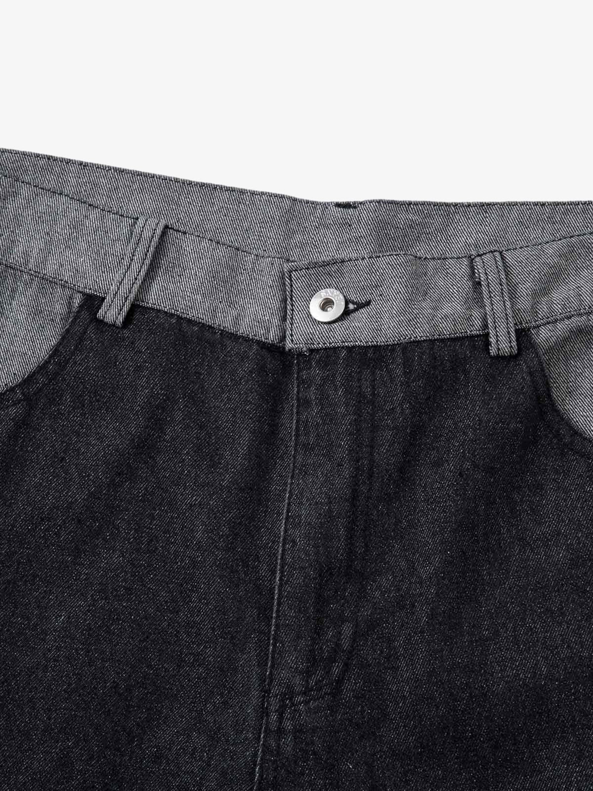 Black Wide Leg Jeans with Barbed Wire Pockets – waistband close-up | XoKool