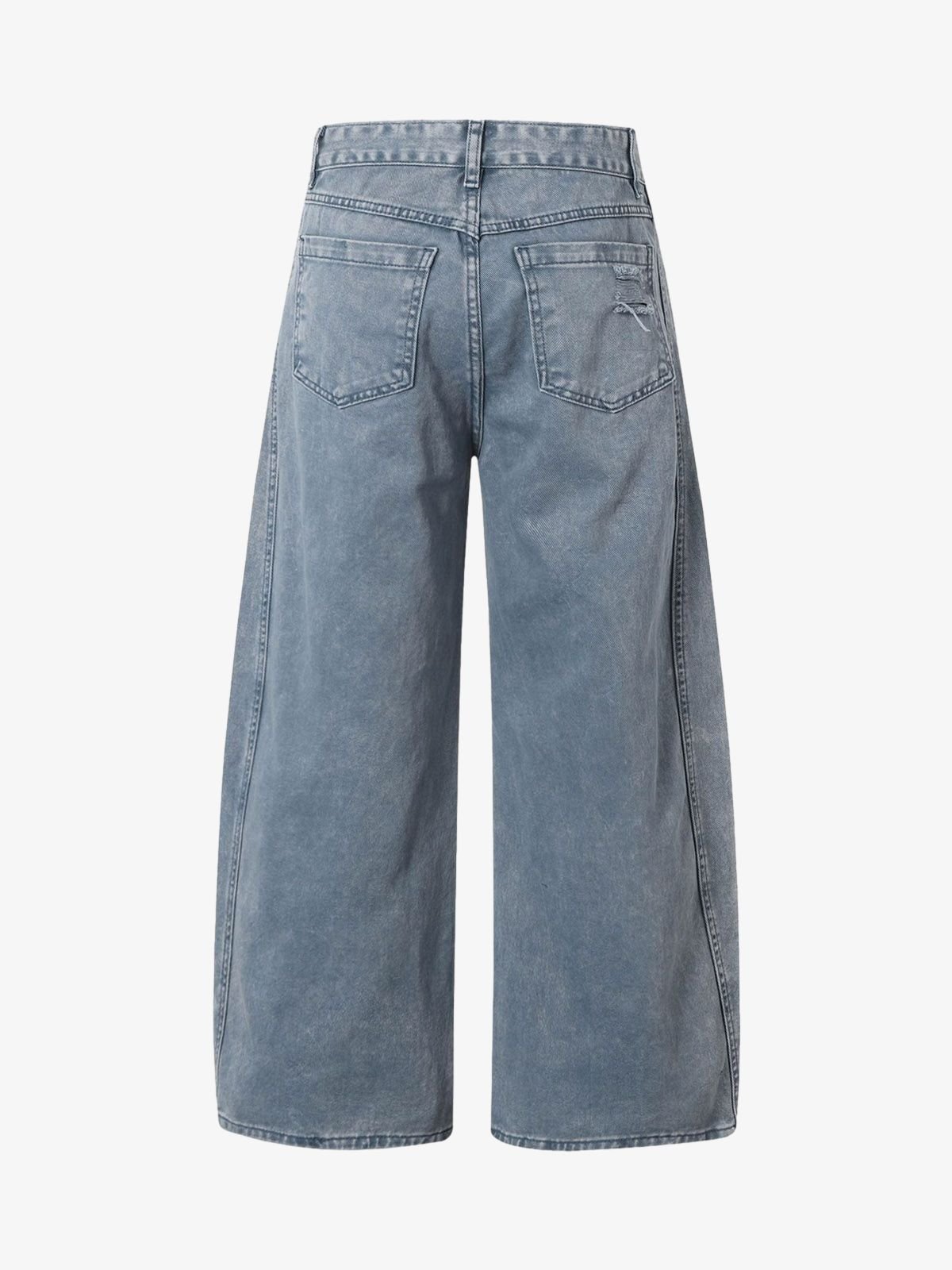 Ripped Cropped Barrel Jeans in Acid Green or Blue – Blue flat back | XoKool