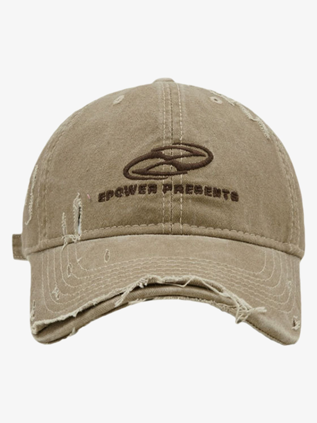 Ripped Denim Baseball Cap - Khaki