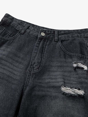 Schwarze Camo Jeans – Bund und Riss am Oberschenkel im Detail | XoKool