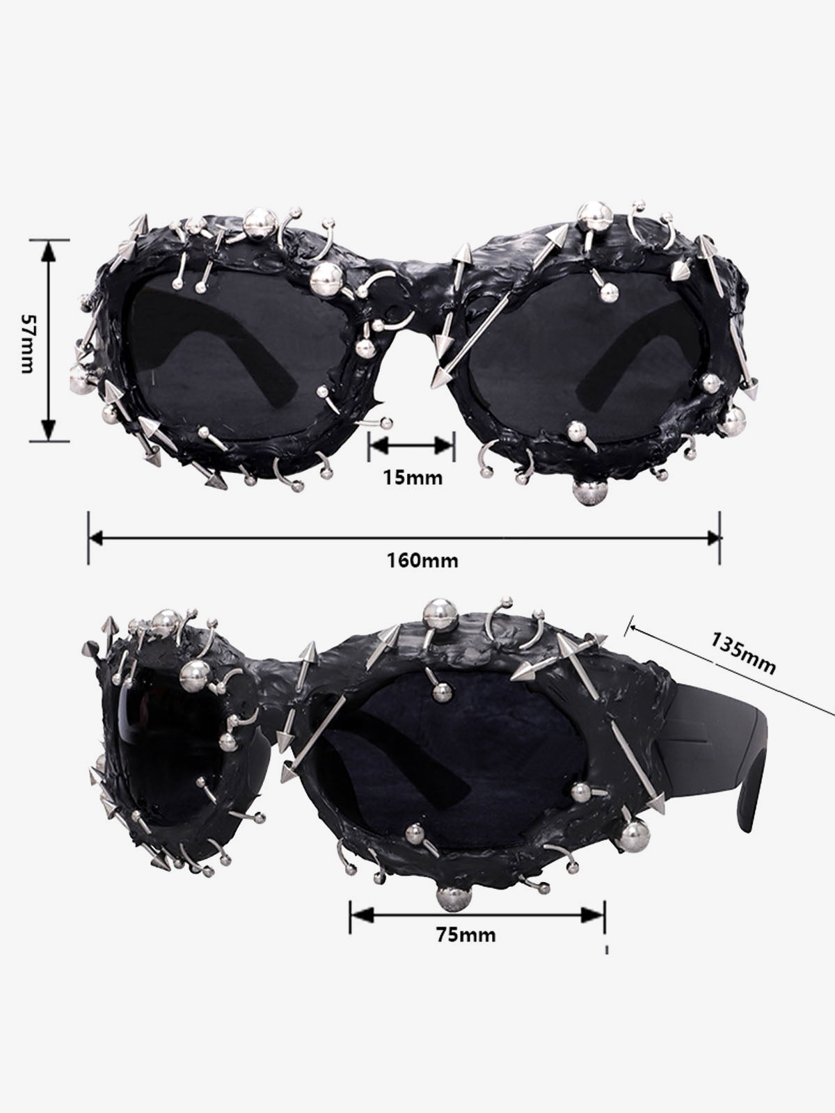 Rivet Punk Style Sunglasses - image 5