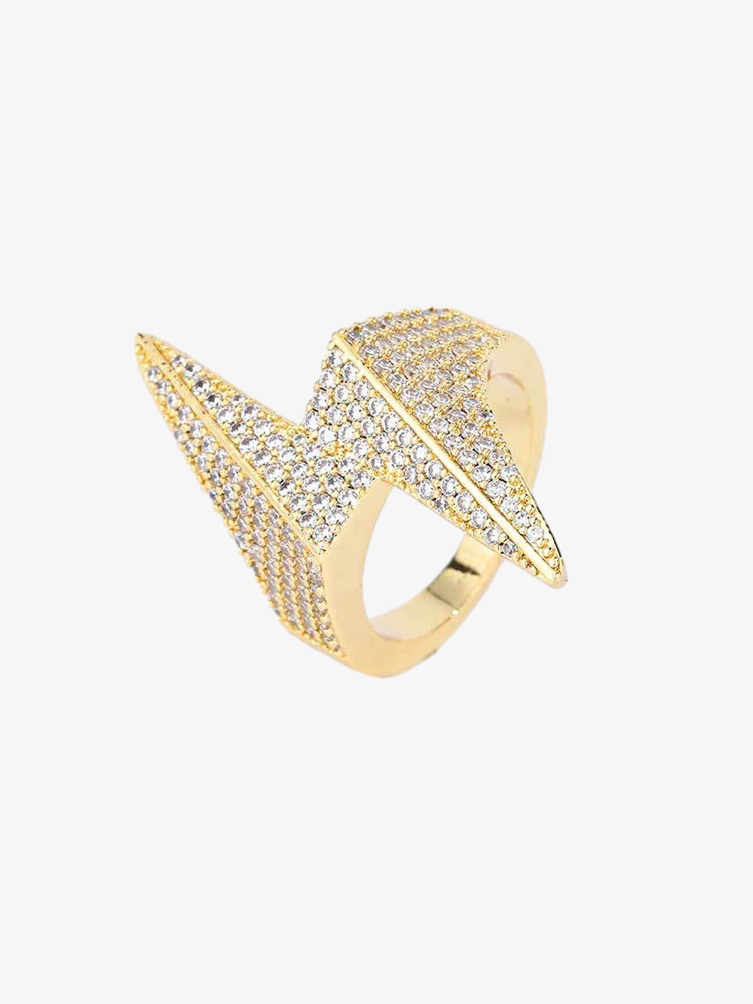 Lightning-shaped Zirconia Ring