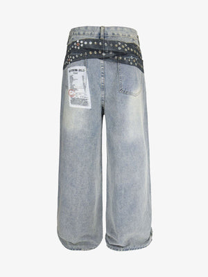 Printed belt jeans – Light Blue, back | XoKool