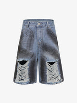 High Street Washed Distressed Denim Shorts