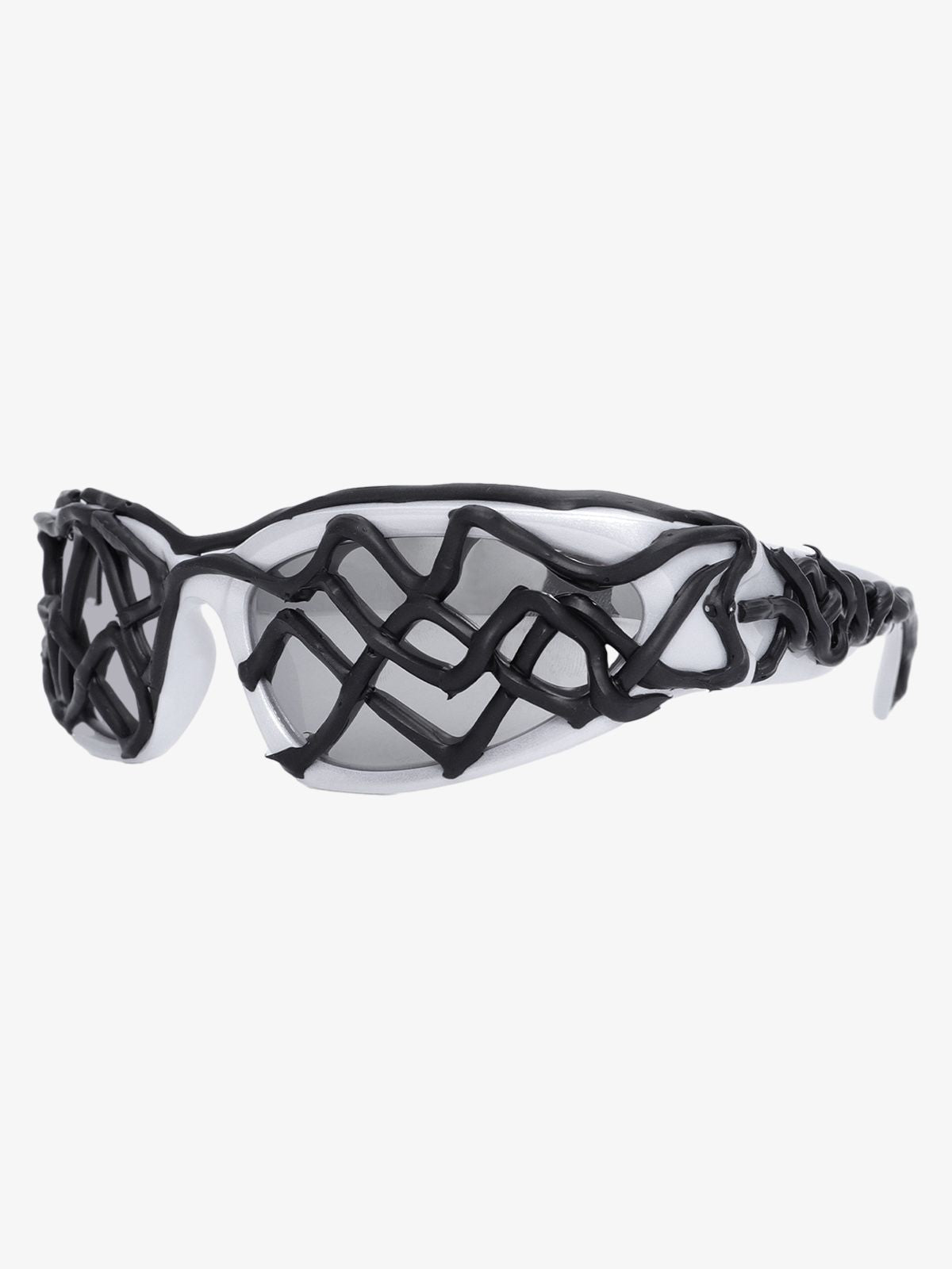 Futuristic Wavy Frame Sunglasses - Grey/Light Grey