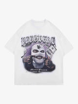 Masked Gangster Portrait Printed T-Shirt