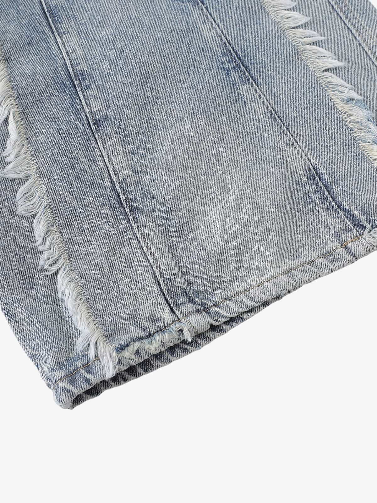 Fringe wide leg jeans – hem + fringe close-up | XoKool
