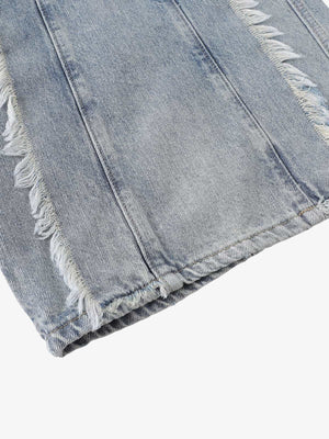 Fringe wide leg jeans – hem + fringe close-up | XoKool