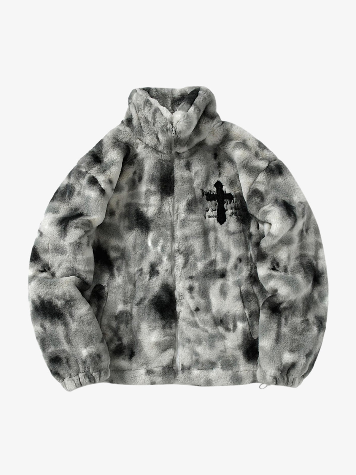 Heavy-Duty Faux Lambswool Tie-Dye Urban Jacket