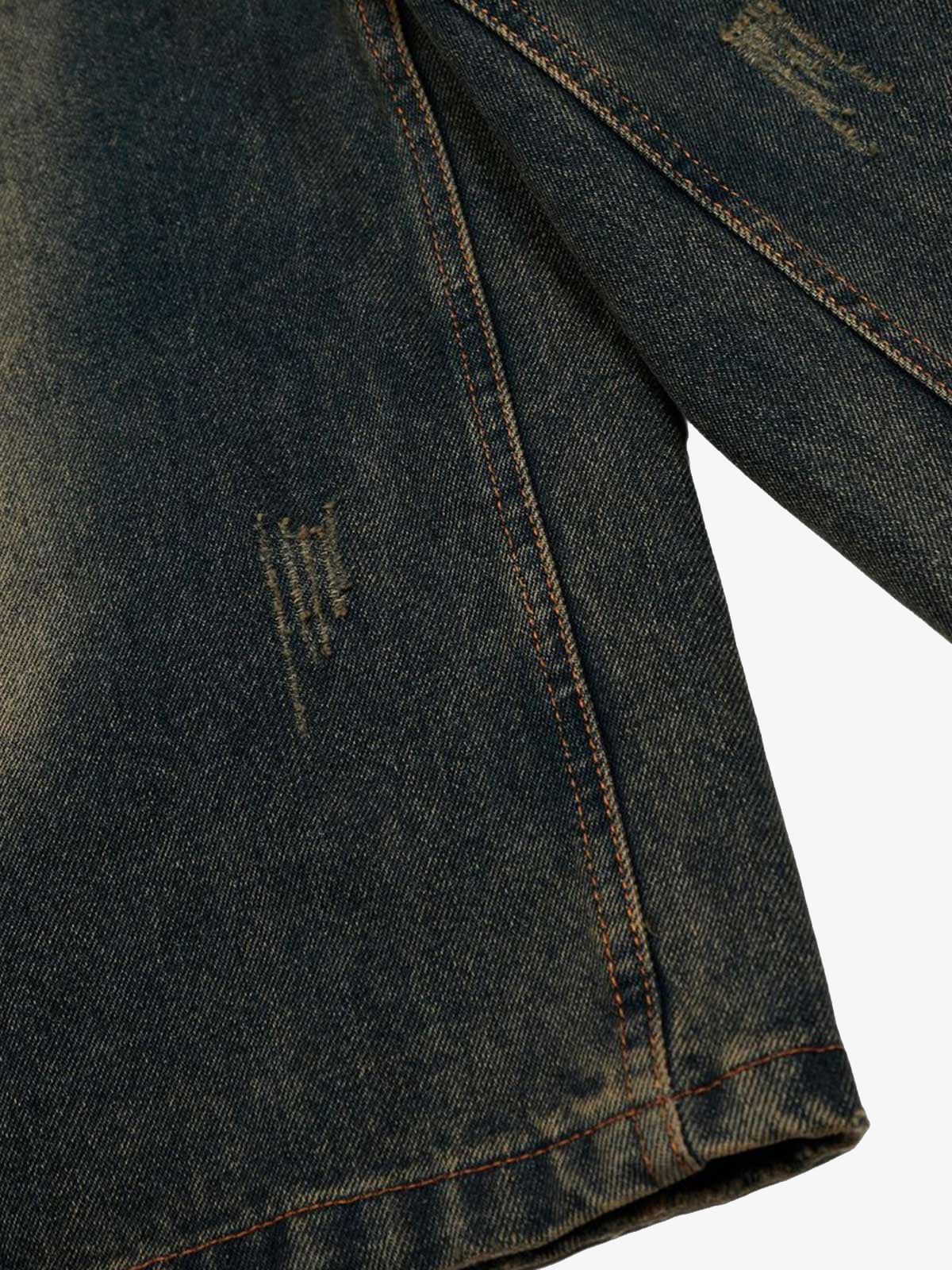 Jorts con efecto lavado vintage – detalle del bajo y los desgastes | XoKool