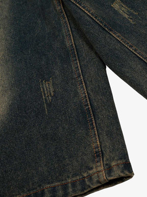 Jorts con efecto lavado vintage – detalle del bajo y los desgastes | XoKool