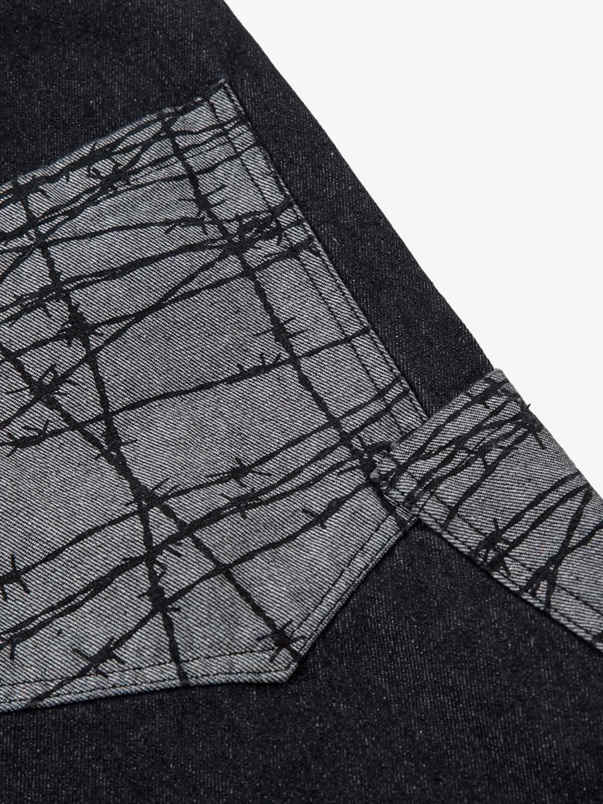 Black wide leg jeans – barbed wire pocket close-up | XoKool