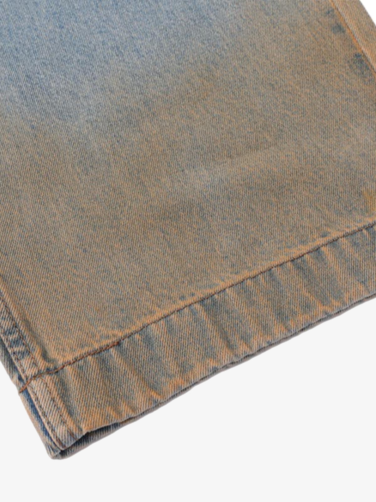 Strap wide leg jeans – hem tinted close-up | XoKool