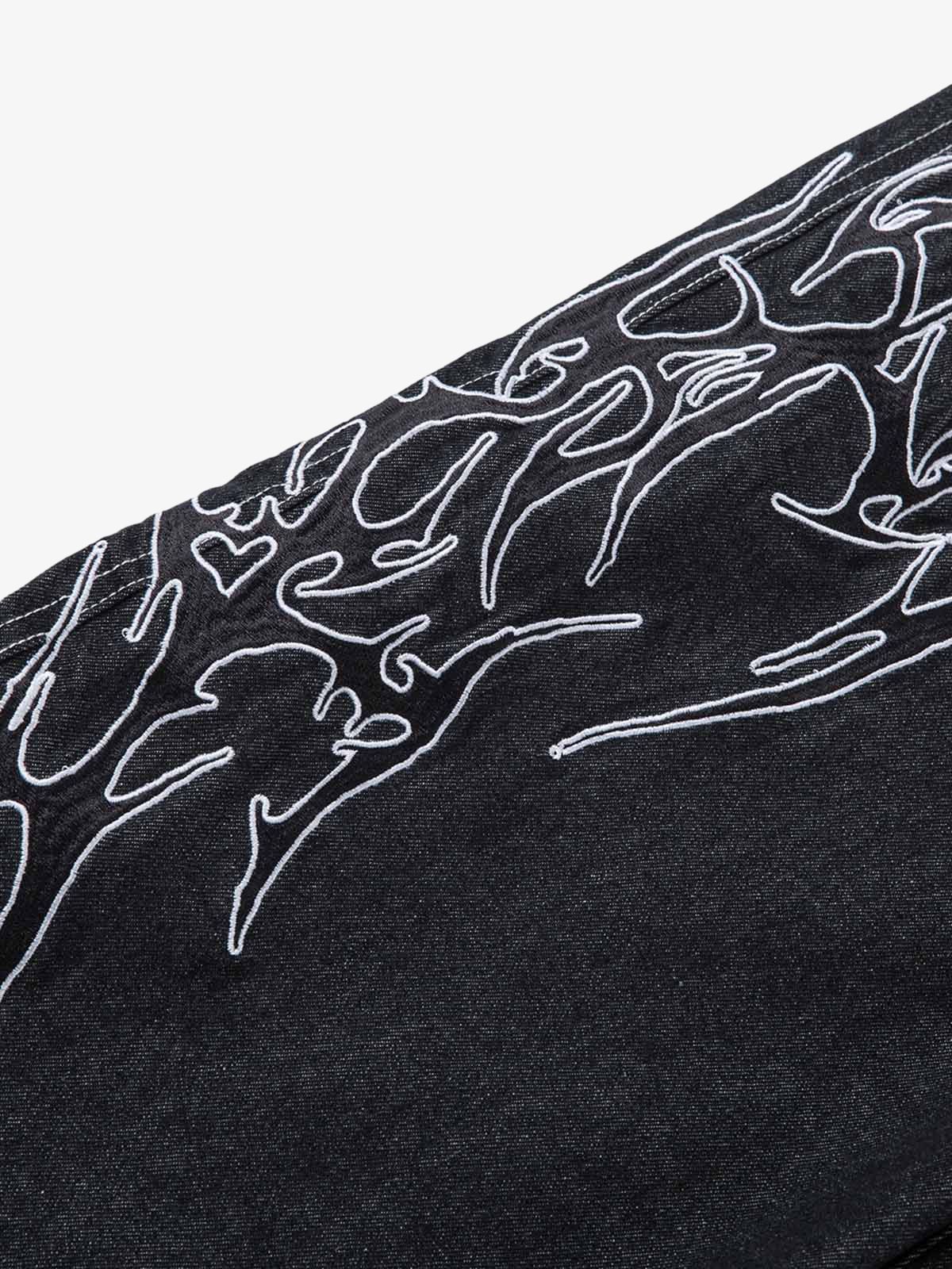 Flame embroidered jeans – flame embroidery close-up | XoKool